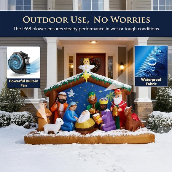 ⚡11 FT Christmas Inflatables Nativity 3 Sets Blow Up Yard Outdoor Decorations - Picture 6 of 8